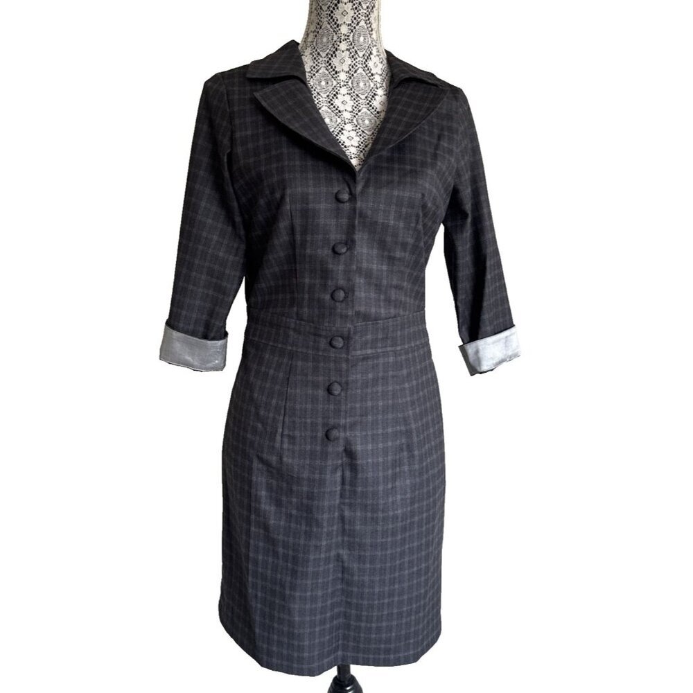 Tatum & Olivia Dress, dress fitted Small, 3/4 sleeve button front, 100% cotton